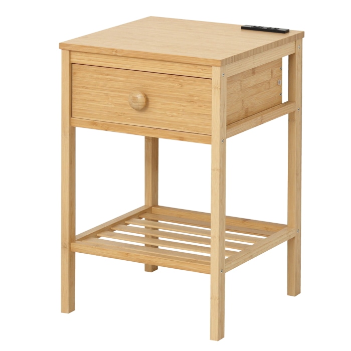 Bamboo サイドテーブル 2口コンセント付き 23561 (本州四国九州限定)