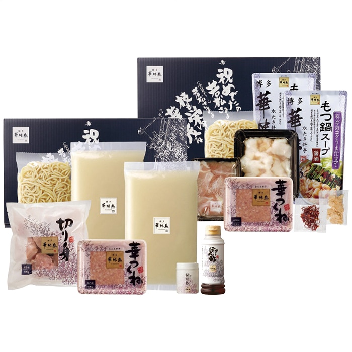 博多華味鳥 水たき・もつ鍋 セット [冷凍][直送商品](4265-056)