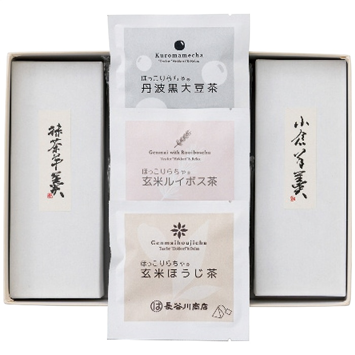 [直送商品]菓心谷常 絹ごし羊羹(抹茶・小倉)2本・お茶3種セット (1280-033)