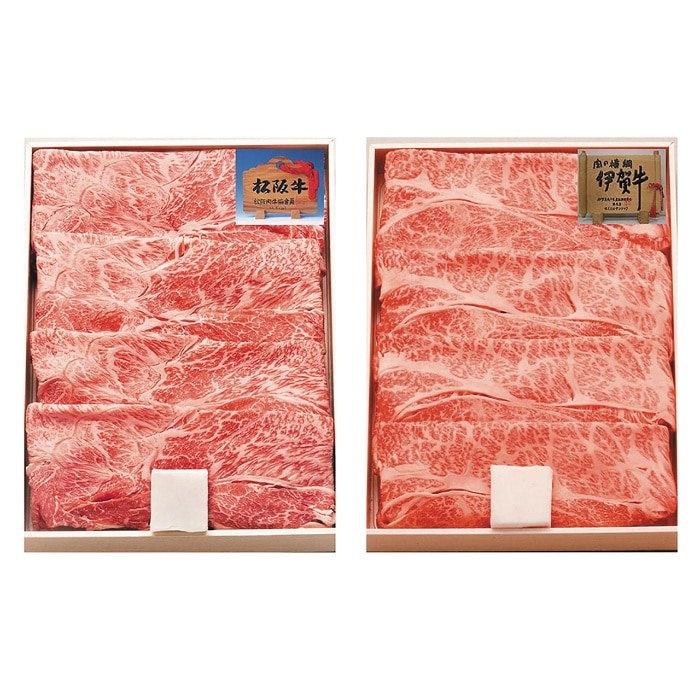 [冷凍][直送商品]母の日 5/8-10お届け サンショク 松阪牛＆伊賀牛すき焼き食べ比べセット 【配送指定日不可】 (1851-642)