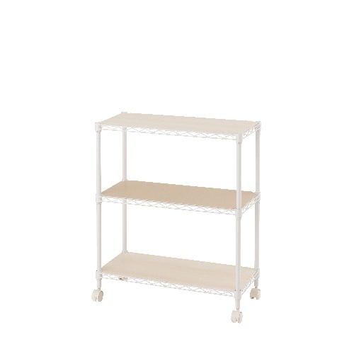 カラーラック3段65Wウッドシート付WH [1個]