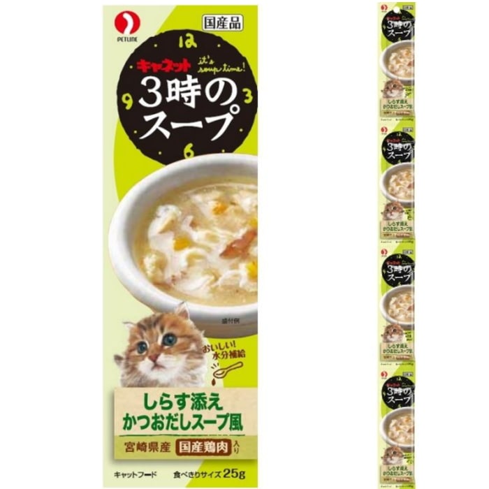 ペットライン 3時のスープしらす添えかつおだしスープ風 4連 [100g]