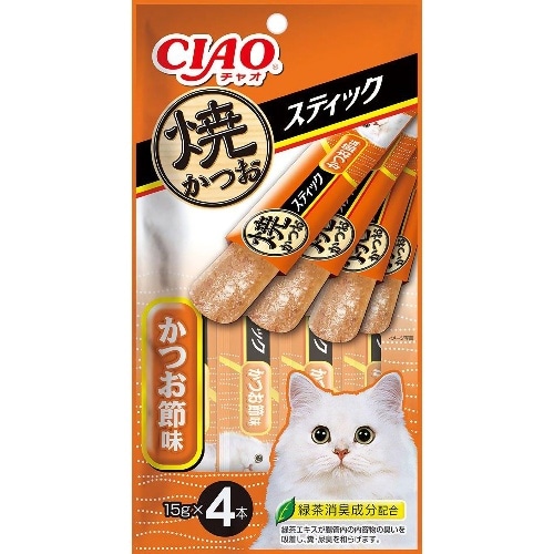 いなばペットフード 焼かつおスティックかつお節味 [15g×4本]
