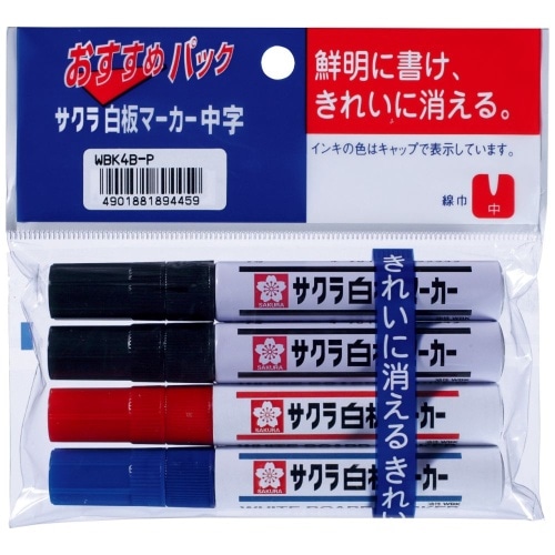 白板マーカー中字 3色 4本セット [1個]