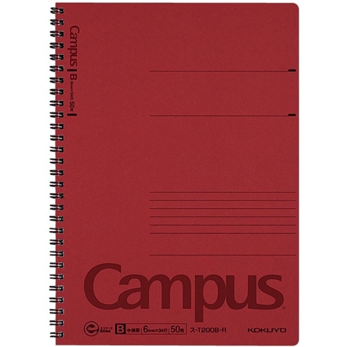 キャンパスツイン6号50枚B罫 ス-T200B-R 赤