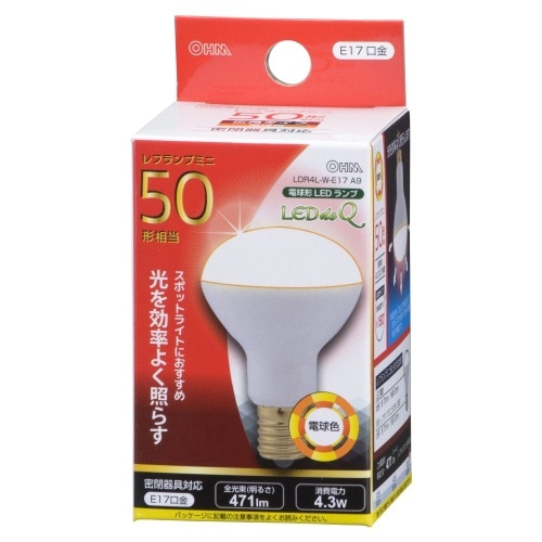 LED電球 レフ E17 4W 電球色 LDR4L-W-E17 A9 ホワイト