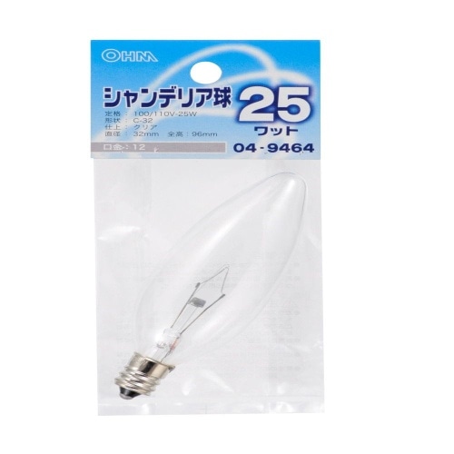 シャンデリア球E12 25W LB-C2225-C クリア