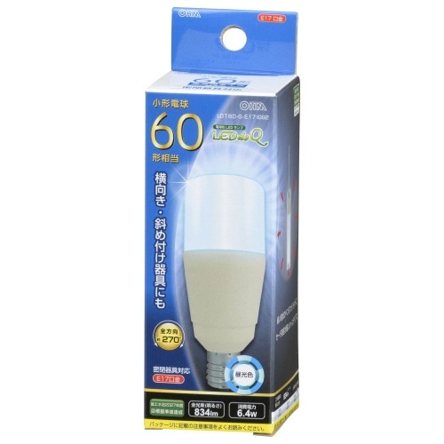 LED電球T形E17 60形相当昼光色 LDT6D-G-E17 IG92 ホワイト