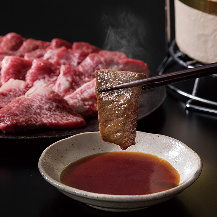 [冷凍][直送商品]萬野和牛 萬野和牛焼肉用モモバラ(約800g)＆だし醤油セット (1269-039)