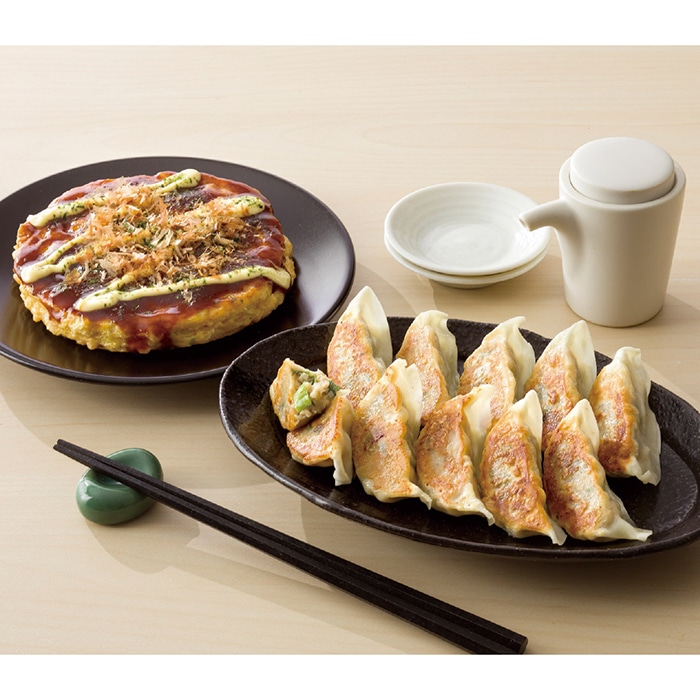 [冷凍][直送商品]ゆかり 冷凍お好み焼・ねぎ餃子セット (1280-045)