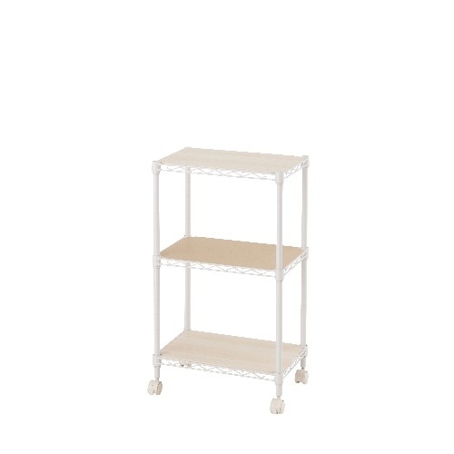 カラーラック3段45Wウッドシート付WH [1個]