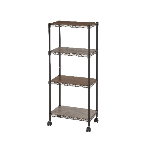 カラーラック4段45Wウッドシート付BK [1個]