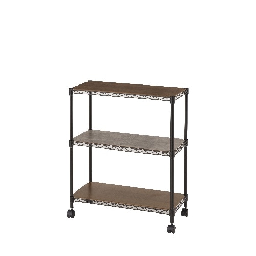 カラーラック3段65Wウッドシート付BK [1個]