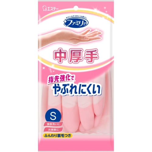 ファミリー ビニール中厚手 指先強化 Ｓ ピンク