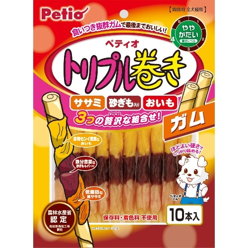 ペティオ トリプル巻き ガム 10本
