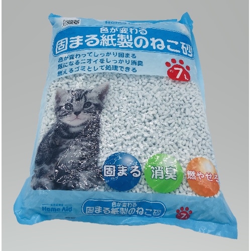 [取寄10]綿半パートナーズ 色が変わる固まる紙製のねこ砂 7L[4562150262944]