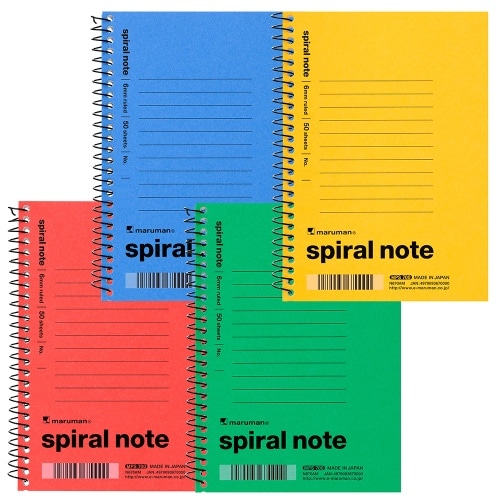 A6スパイラルノート6mm横罫 色込 N670AM 赤青黄緑
