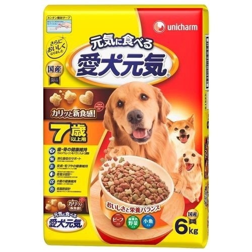 ユニ・チャーム 愛犬元気 7歳以上用 ビーフ・緑黄色野菜・小魚入り [6kg]