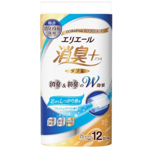 大王製紙 エリエールトイレット消臭＋ダブル12R シロ