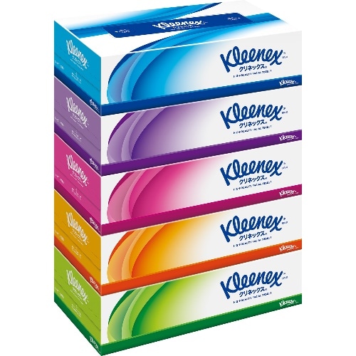 クリネックス ティッシュ 180W×5P 青