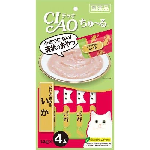 いなばペットフード いなばちゅーるとりささみ＆いか [14g×4本]