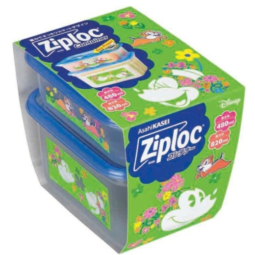 ジップロックコンテナー長方形480ml&820ml ディズニー2025 2個