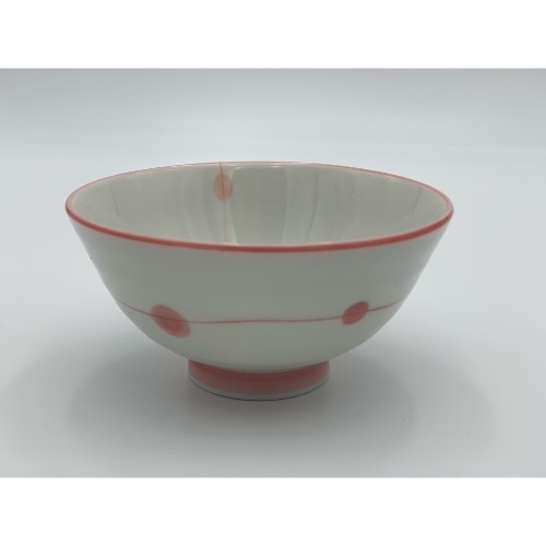 茶碗 中 水玉ライン ピンク [1個入り]