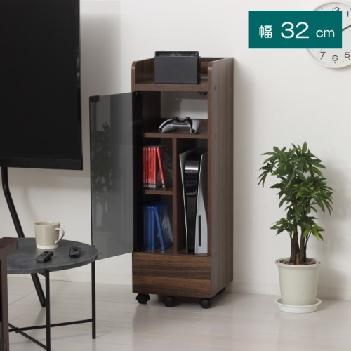 ゲーム機ラック キャスター付き 25237 ブラウン (本州四国九州限定)