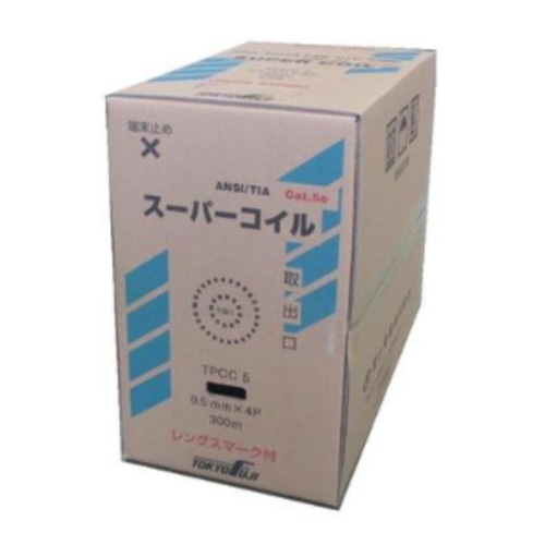 [直送5]TPCC 5 0.5mm×4P 300m 黄 スーパーコイル CAT5E UTP 4Pケーブル