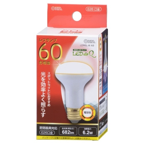 LED電球 レフ E26 6W 電球色 LDR6L-W A9 ホワイト