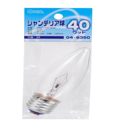 シャンデリア球E26 40W LB-C7640-C クリア