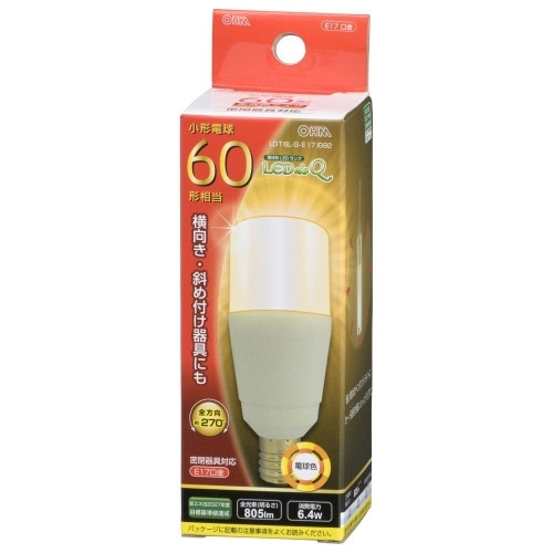LED電球T形E17 60形相当電球色 LDT6L-G-E17 IG92 ホワイト