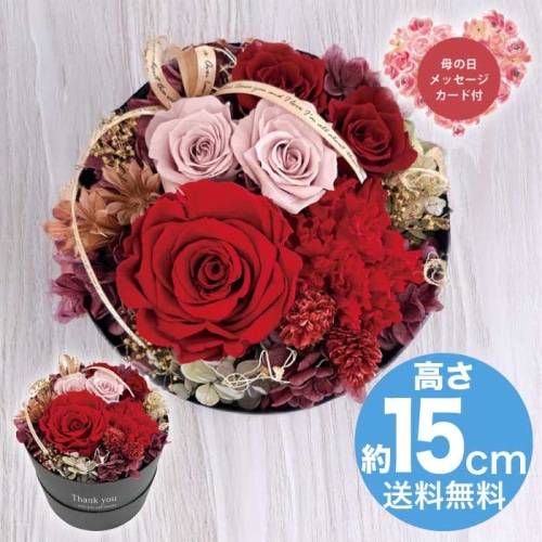 [直送商品]母の日 5/8-10お届け アークフラワースタジオ プリザーブドフラワー サークルボックス レッド 【配送指定日不可】 (1851-971)