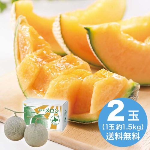 [直送10]お中元  北海道産 赤肉メロン2玉 【7月中旬以降順次発送】【配送指定日不可】 (1625-059)