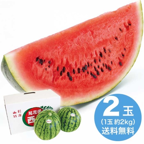[直送10]お中元  いずみ会の山形県産 尾花沢小玉すいか 2玉 【7月中旬以降順次発送】【配送指定日不可】 (1628-029)