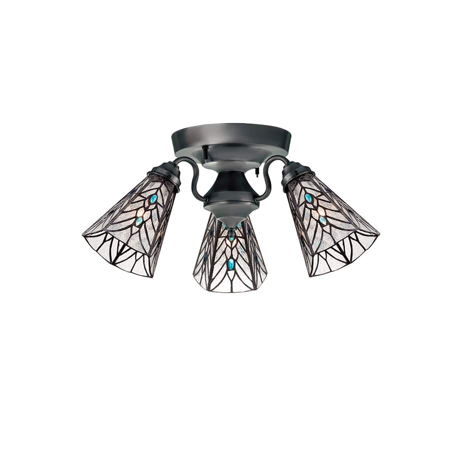 3灯シーリング＋ステンドグラスシェード(ティアーズシェード)