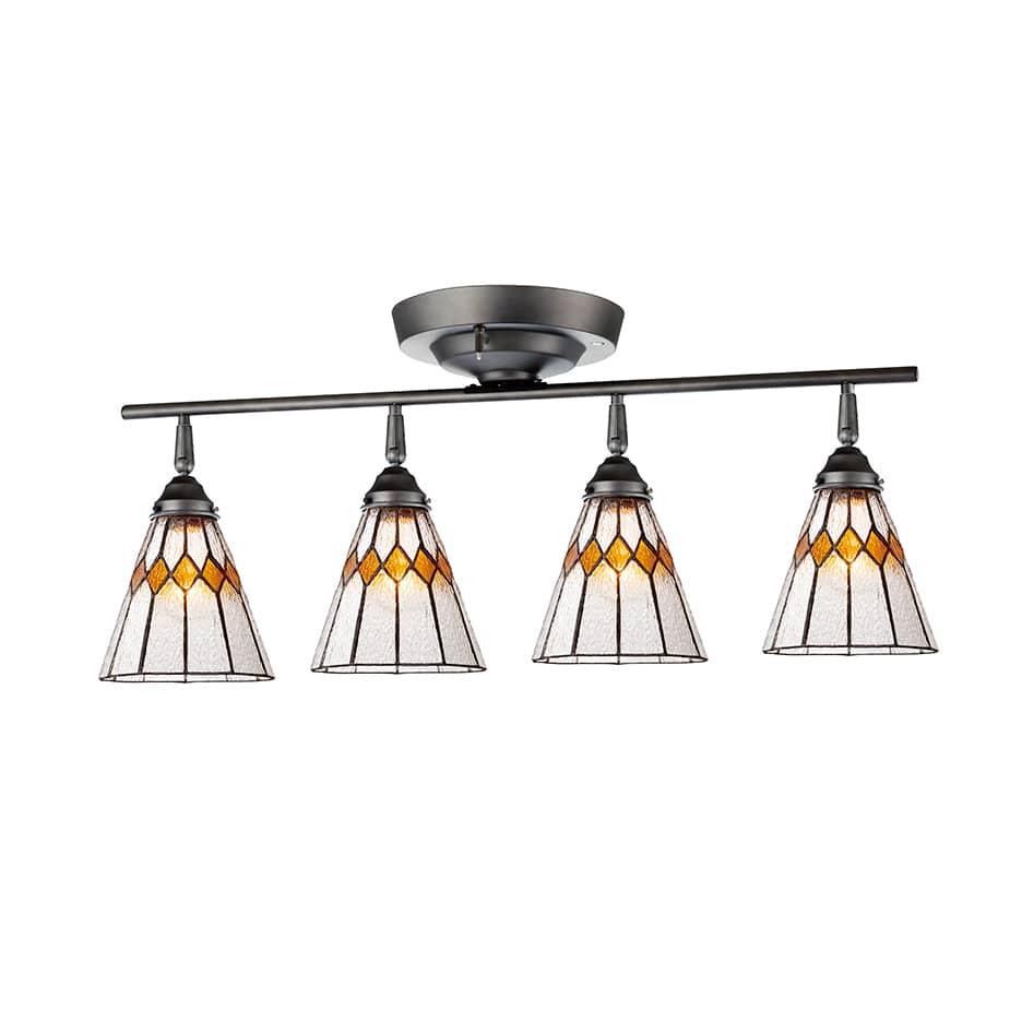 4灯シーリング＋ステンドグラスシェード(ブレークシェード)