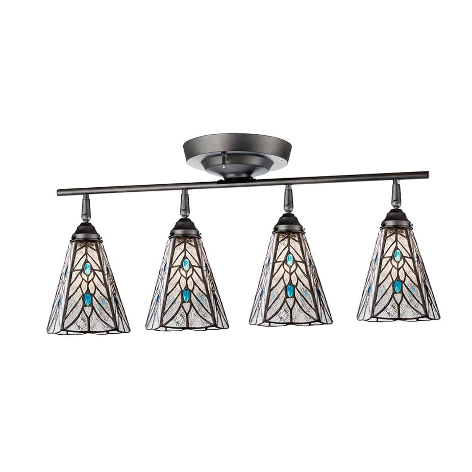 4灯シーリング＋ステンドグラスシェード(ティアーズシェード)