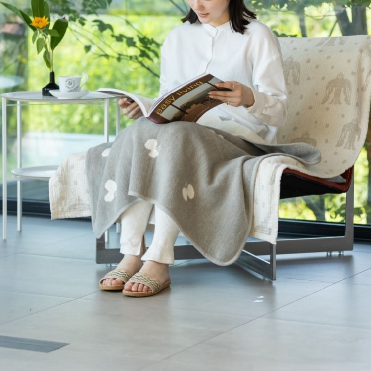 クリッパン シュニールコットン ミニブランケット(CHOUCHO/ グレー)